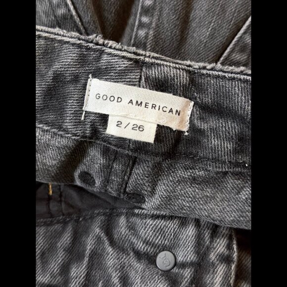 Good American Jeans 2 / 26 Womens Gray Charcoal Wash Wide Leg Denim High Rise - Picture 7 of 8